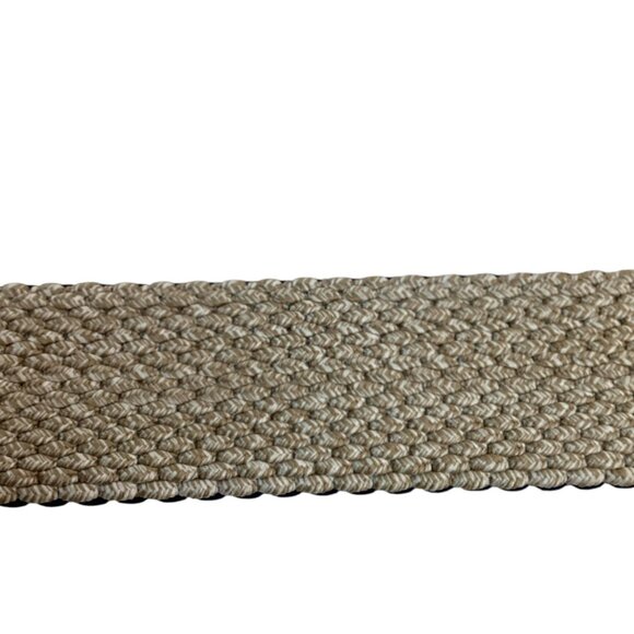 Tommy Bahamas Reversible Mens L/XL Stretch Woven Belt Beige Navy Leather Trim NW - Picture 4 of 6